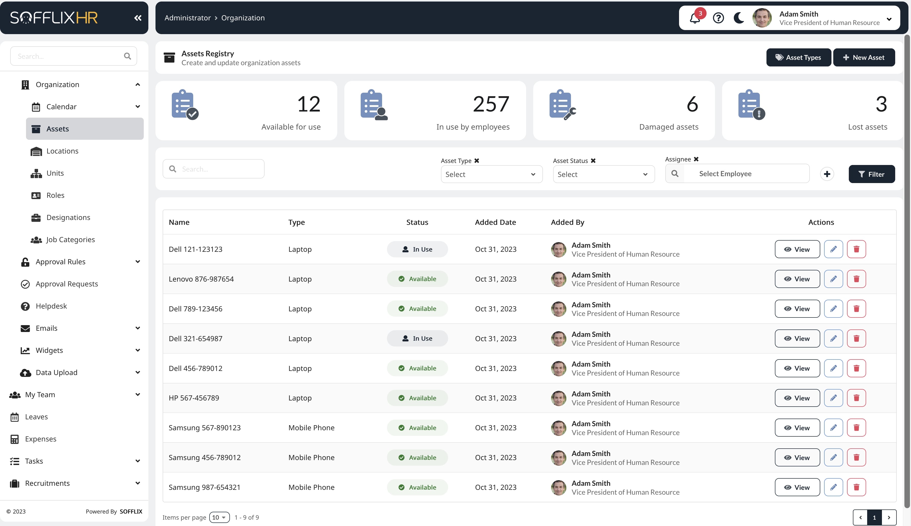 Asset Management screenshot
