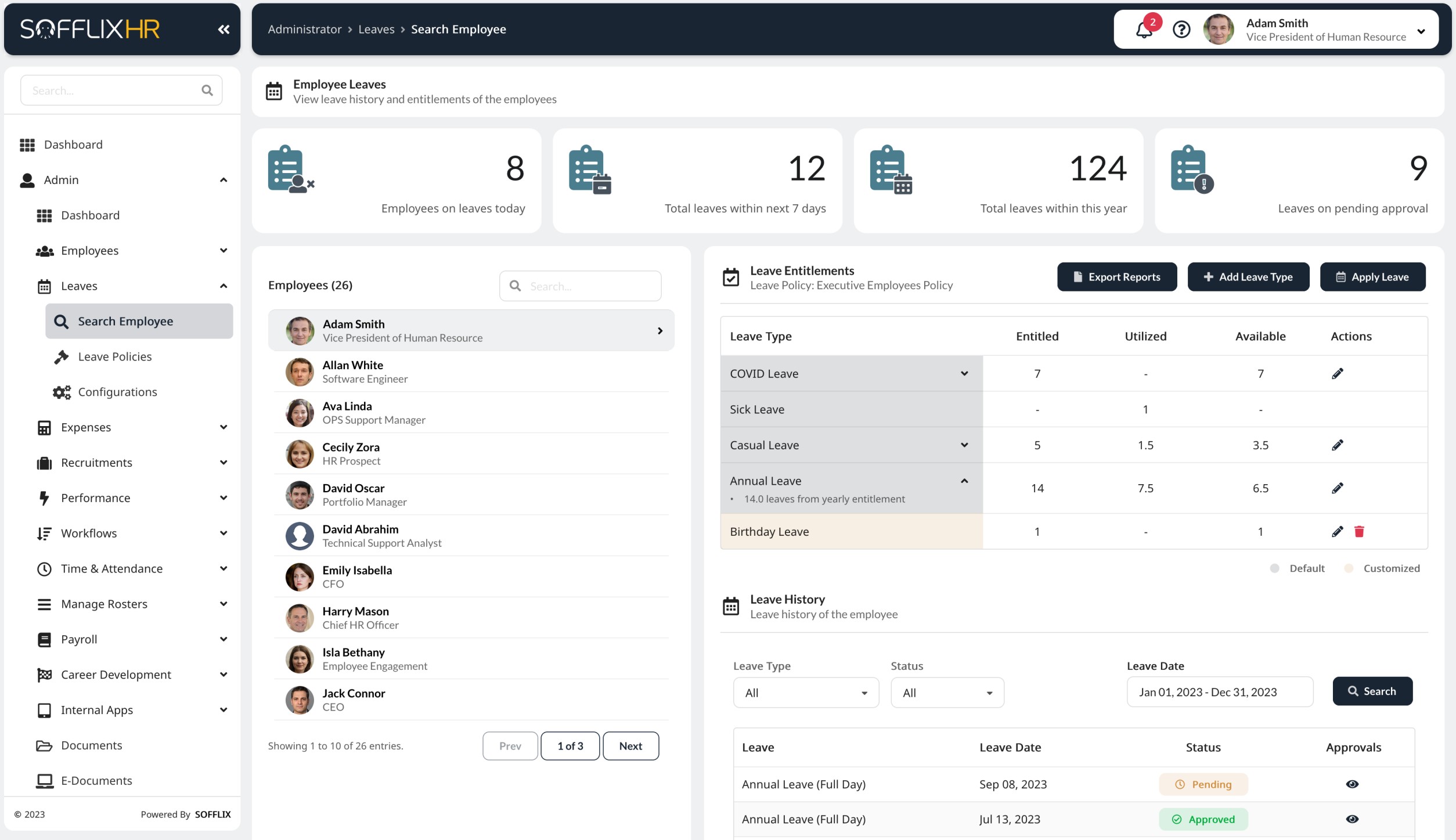 Leave Tracking screenshot