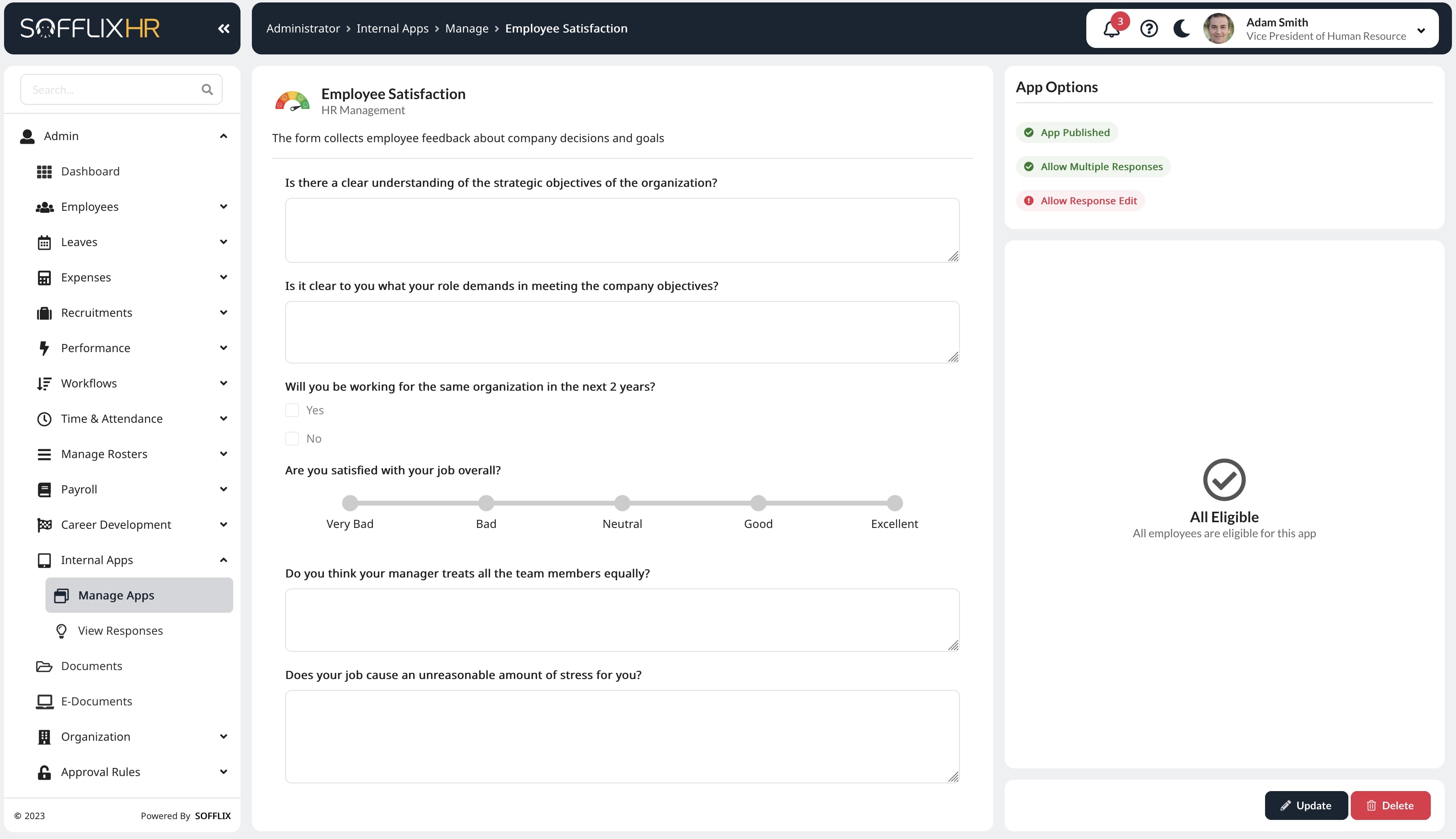 Internal Surveys screenshot